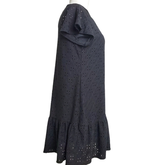 Brit & Bri Black Eyelet Lined Mini Sweetheart Dress  Size Medium - Picture 6 of 10